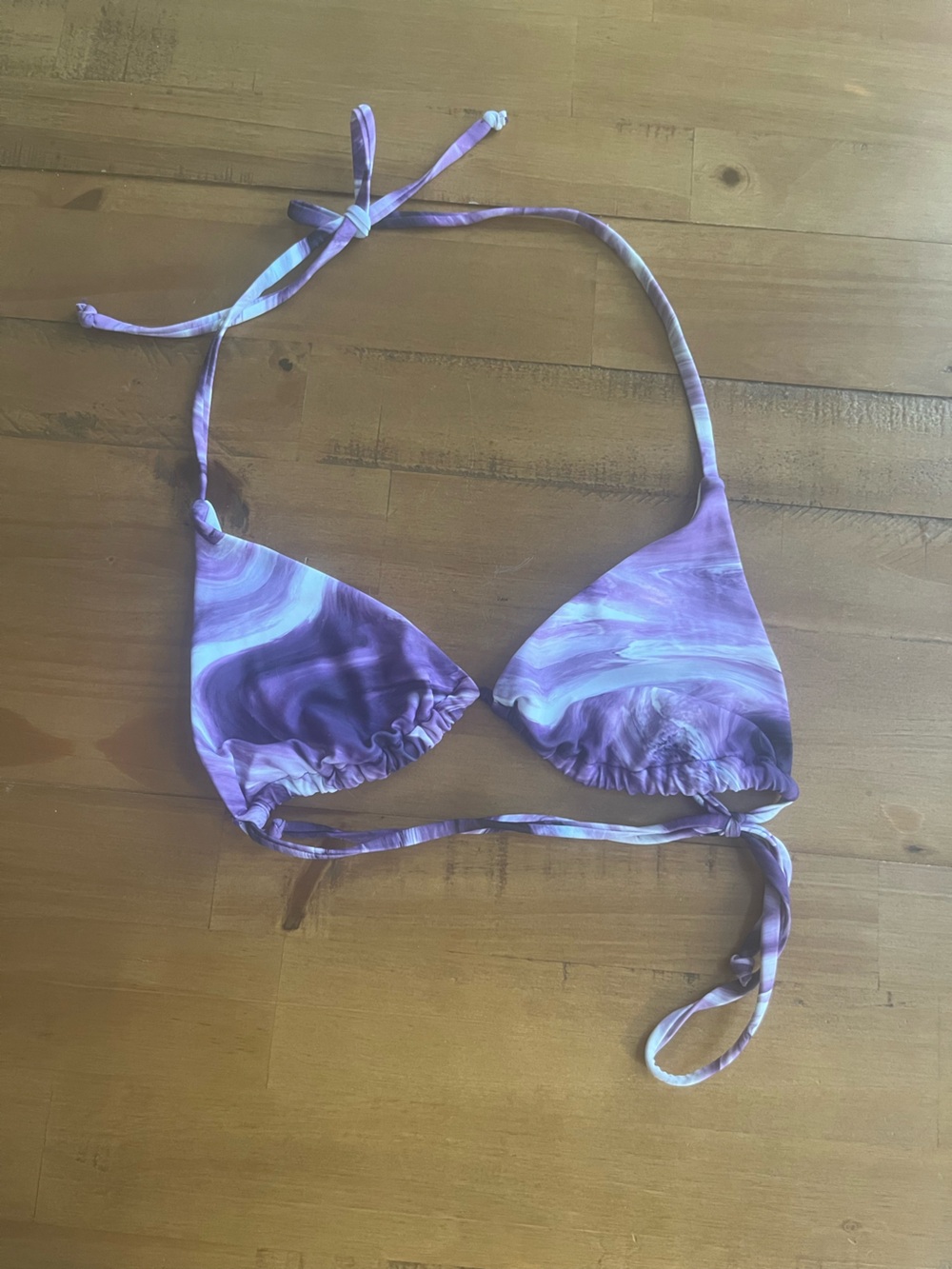 Purple Marble Triangle Bikini Top